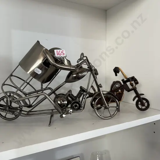 Metal bike decanter etc