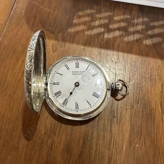 Swiss .935 Silver fob watch by Macrow & Son Melbourne plus other items