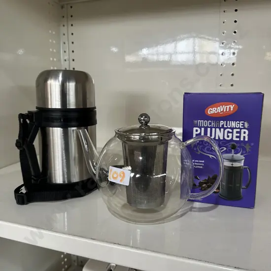Plunger, teapot and flask