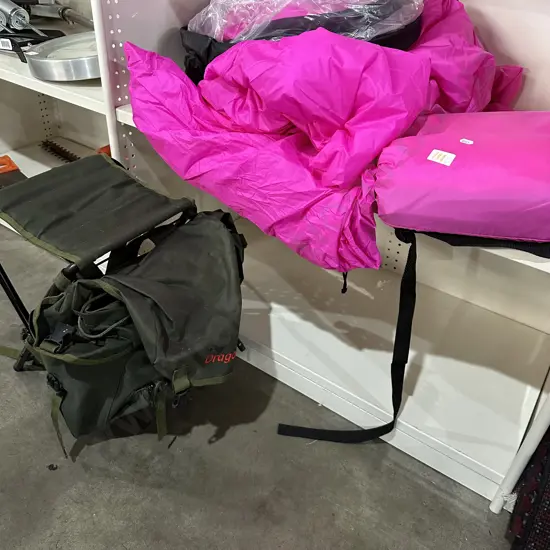 Backback stool and beach bags