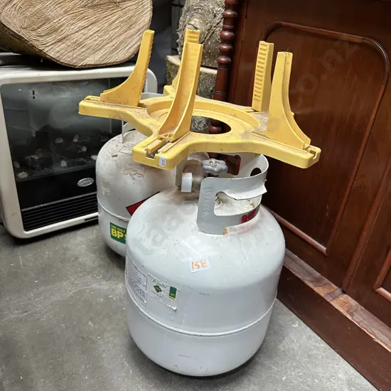 2 gas bottles and holder
