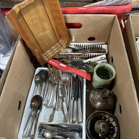 Cuttlery, nibbles sampler wood dish, utensils etc