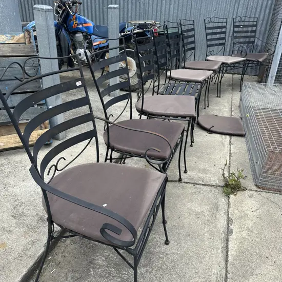 8 wrought iron outdoor chairs