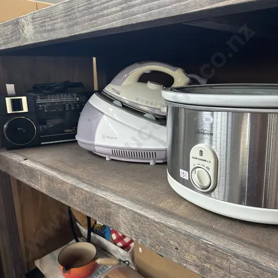 Slow cook, steam iron, radio