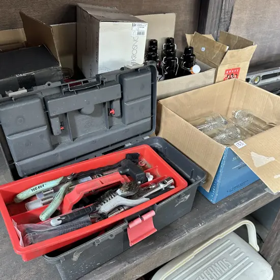 Tools and bottles etc