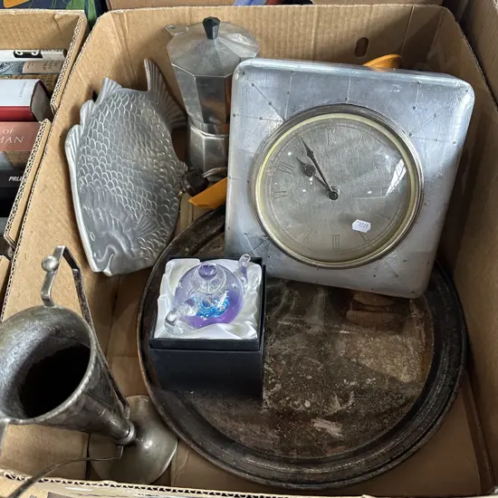 art glass, clock etc