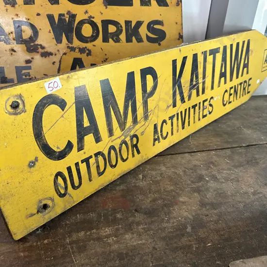 Wooden AA Camp Kaitawa sign