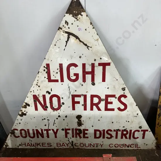 Triangular metal No Fires sign
