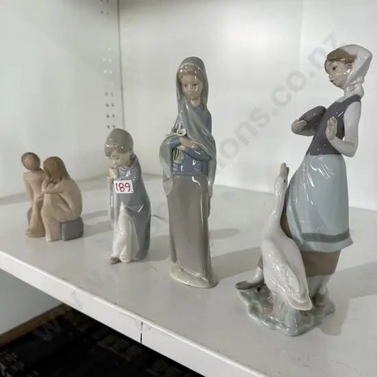 3 Lladro items (1 good)  and Willow figure