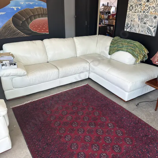 Leather corner sofa and chair (2 pics)