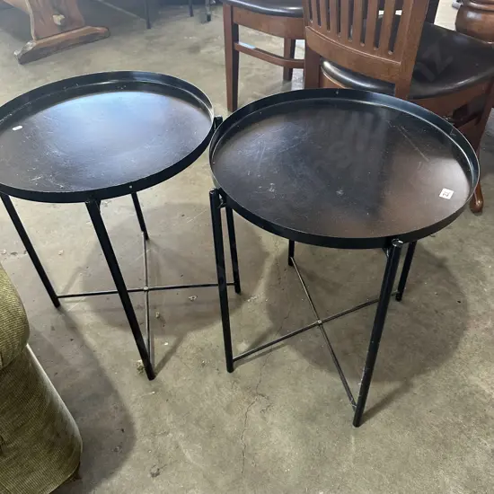 Pair metal side tables 440mm diameter