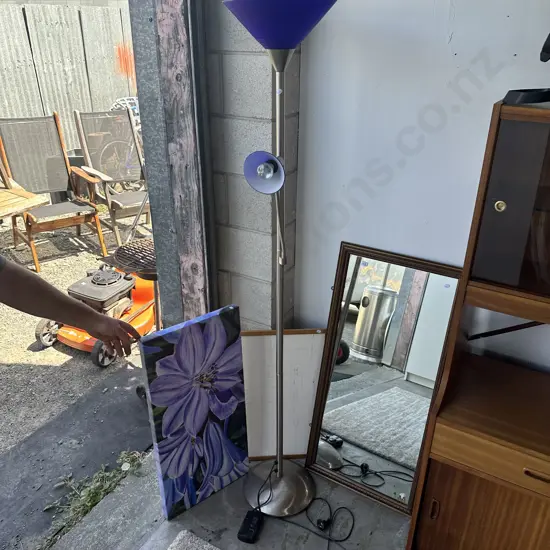 Mirror, art and lamp