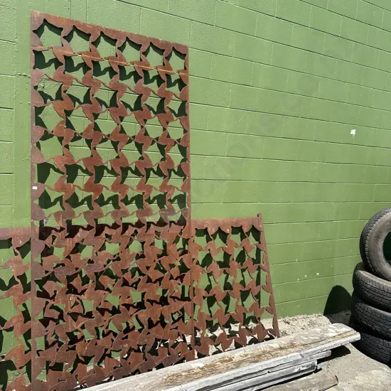 Solid steel garden art panel 2500 x 1100 (vertical in photo)