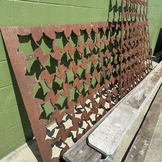 Solid steel garden art panel  3335 x 1190