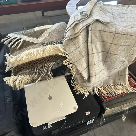 Printer, woolen throw & cushions etc
