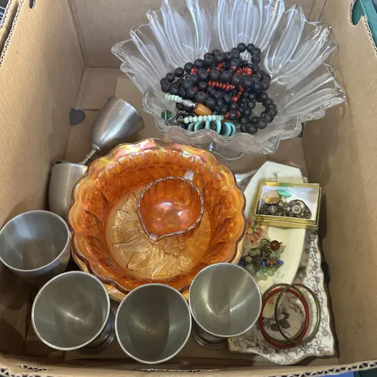 Costume jewellery and china etc