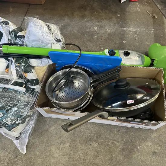 Mop, pots, duvets etc