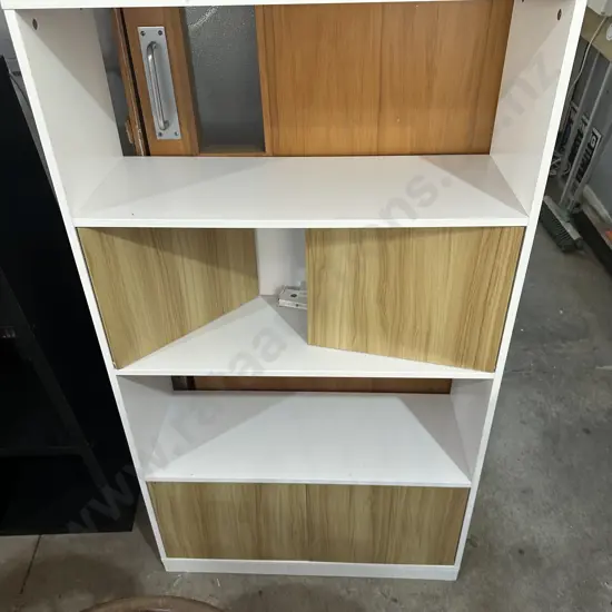 Cube shelf and damaged cupboard