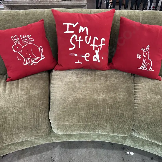 Set of 3 Martin Popplewell design cushions plus 2 others (all feathers)