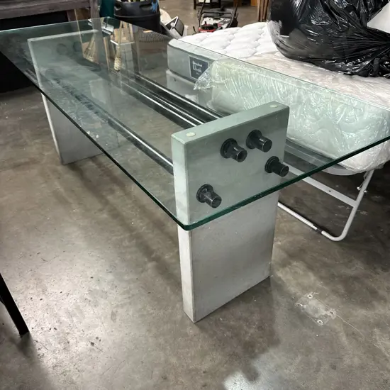 Italian Custom made concrete/steel & glass table 2190 x 795