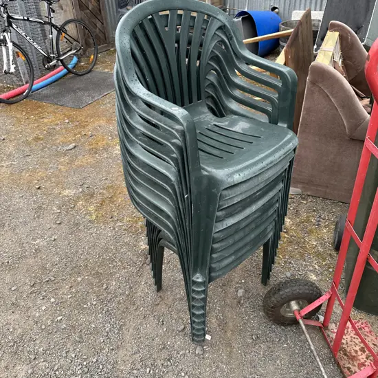 10 plastic chairs