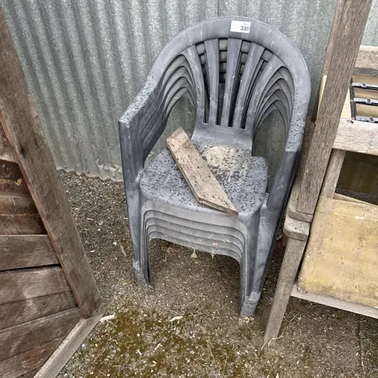 5 plastic chairs