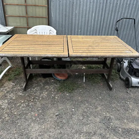 large wooden outdoor table -extendable