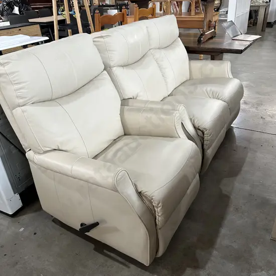 Leather recliner 2 seater & chair