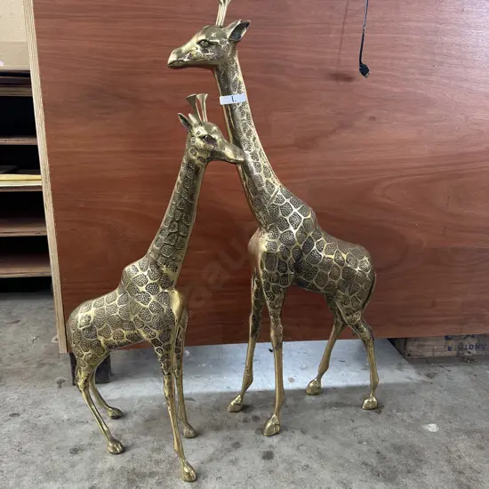 Pr Brass Giraffe 680 & 830mm tall