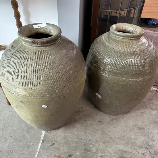 Pr large hand pottery floor vases 440mm