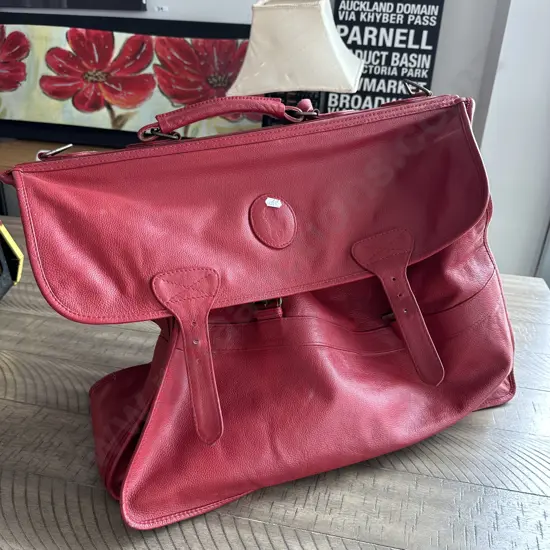 Ralph Lauren Red leather overnight satchel