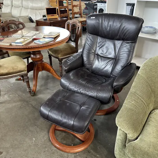 Leather chair and foot rest