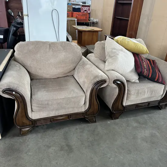 Pr large rolled arm lounge chairs