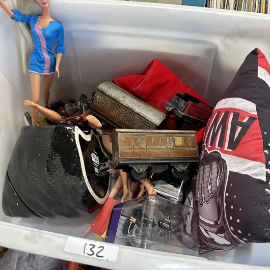 Bin of train parts etc