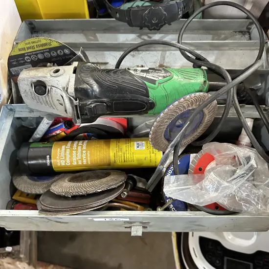 Angel grinder , toll box and contents