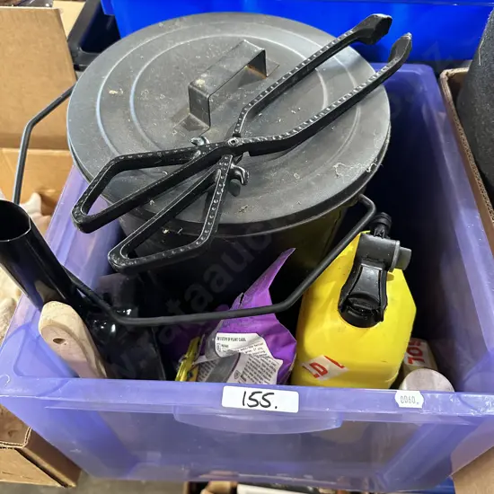 Hardware and tin bucket for ash