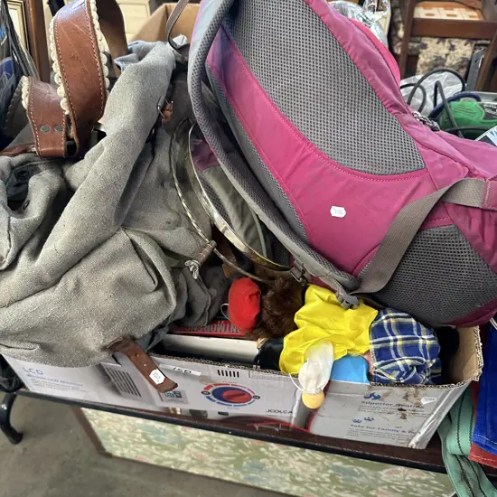 Back packs and books etc