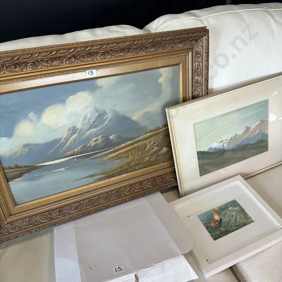 Early oil plus 2 other paintings