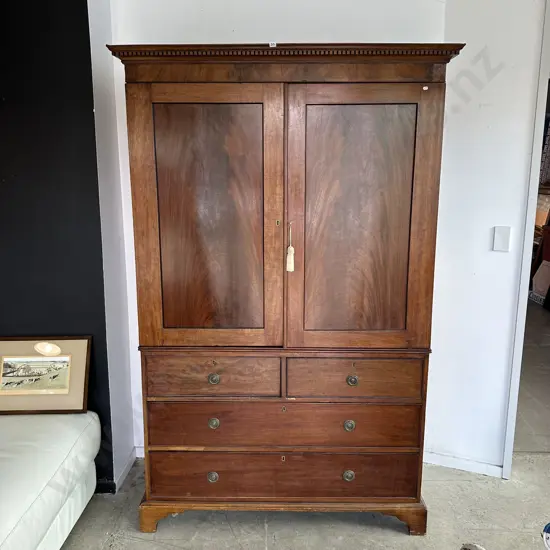Georgian style Linen Press on bracket foot chest c1880