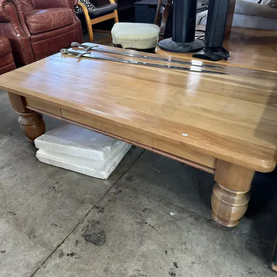 Solid Kauri coffee table with drawer