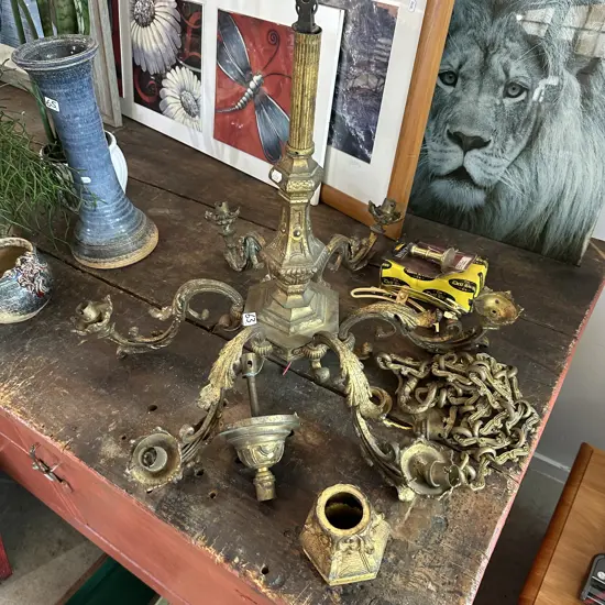 Antique light fitting (as is) plus brass hardware