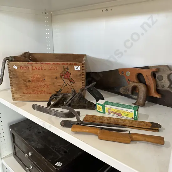 Vintage tools and box