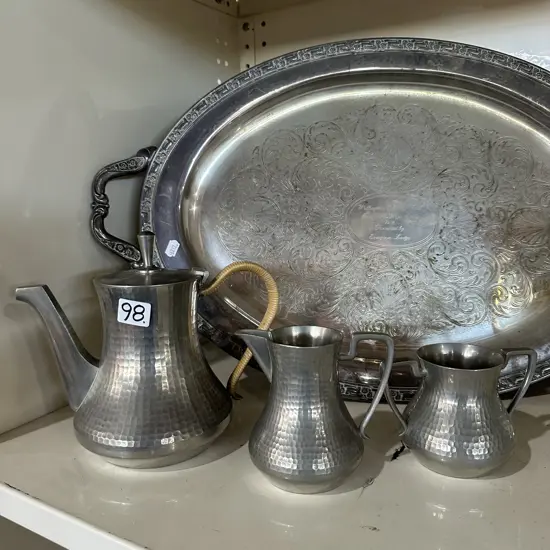 Pewter set and service tray
