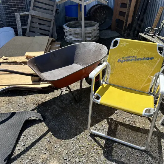 wheel barrow as is and chair