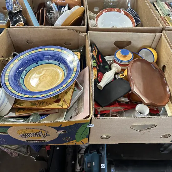 2 box pottery etc