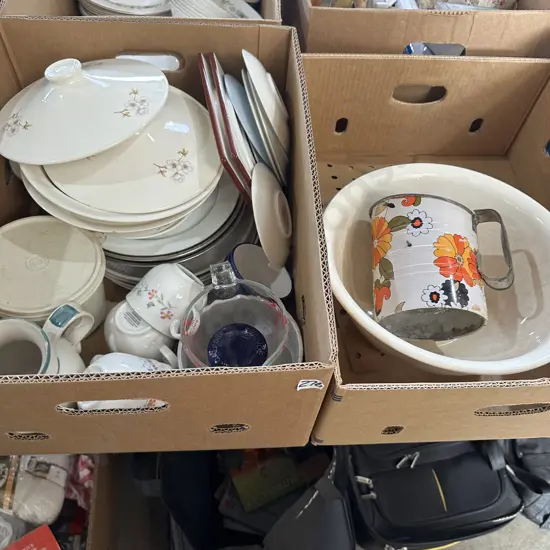 2 box pottery etc