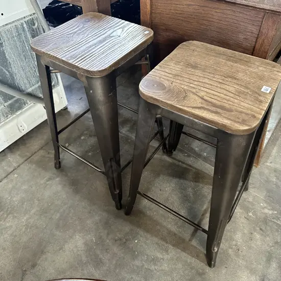 Pr of wooden topped bar stools