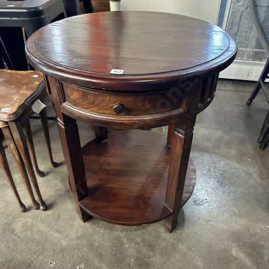 Round side table with drawer