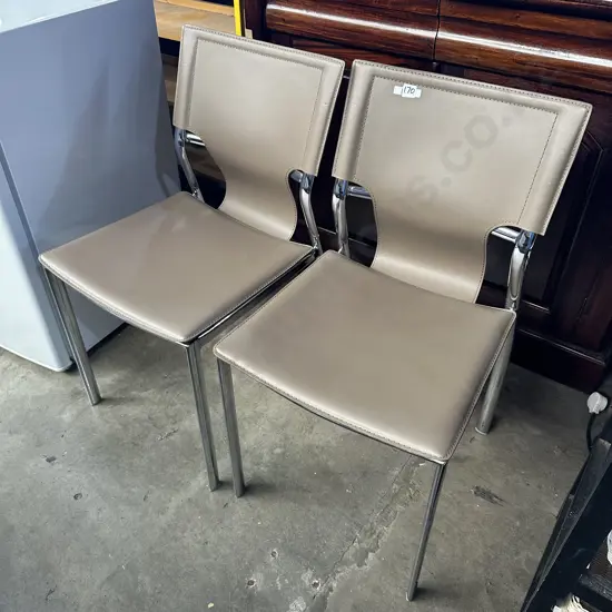 Leather chrome chairs