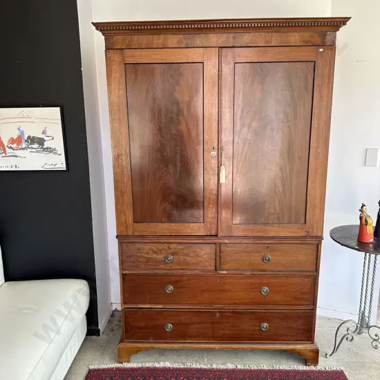Georgian style Linen Press on bracket foot chest c1880  (Relisted)